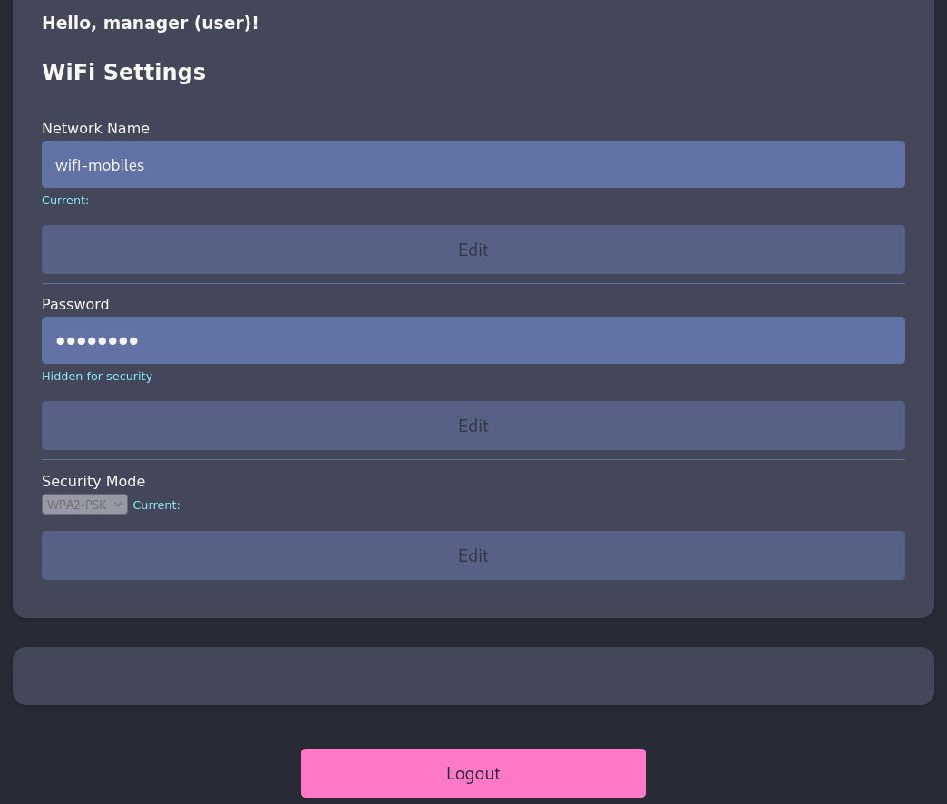 Management dashboard for the PSK router