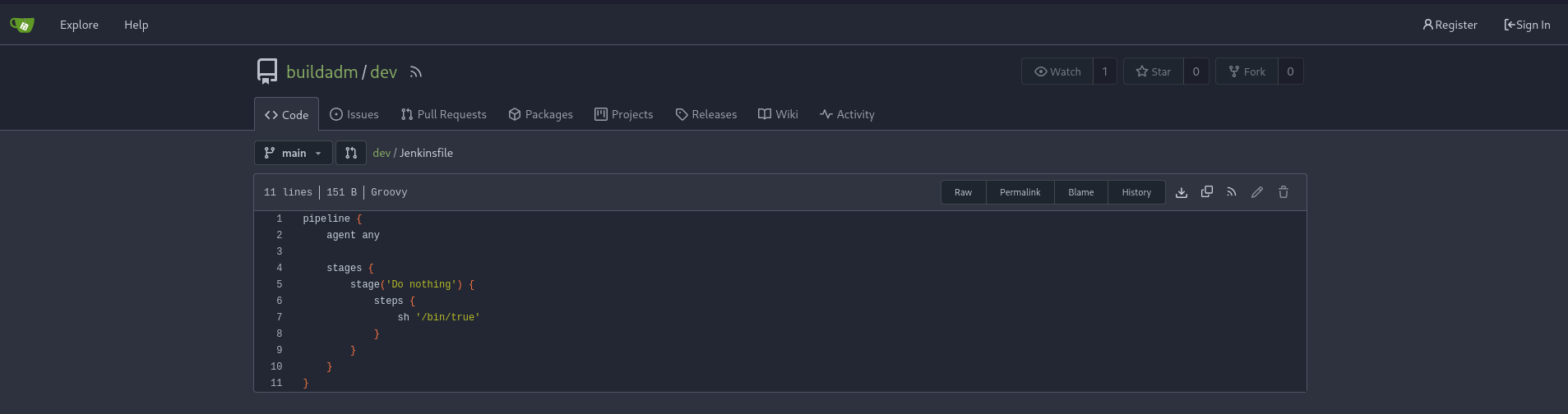 Jenkinsfile in Gitea repository