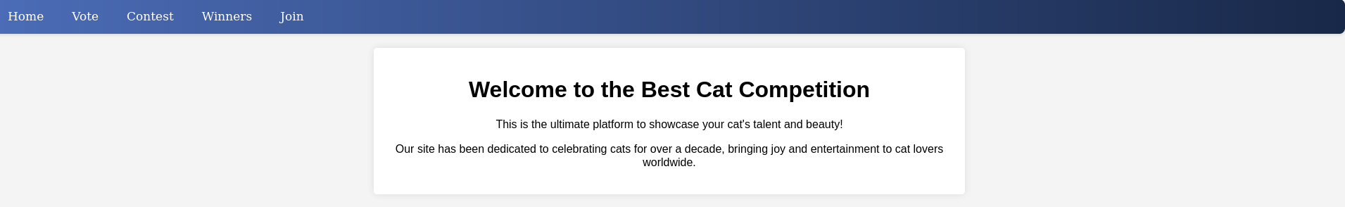 Web page for the Best Cat Competition
