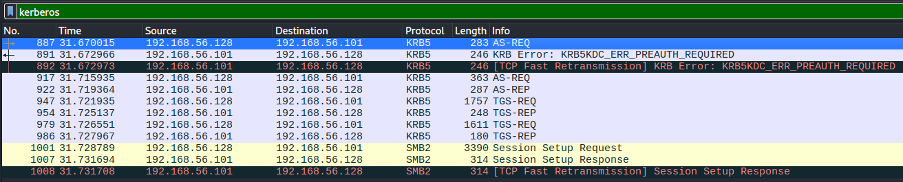Filtering for kerberos in Wireshark
