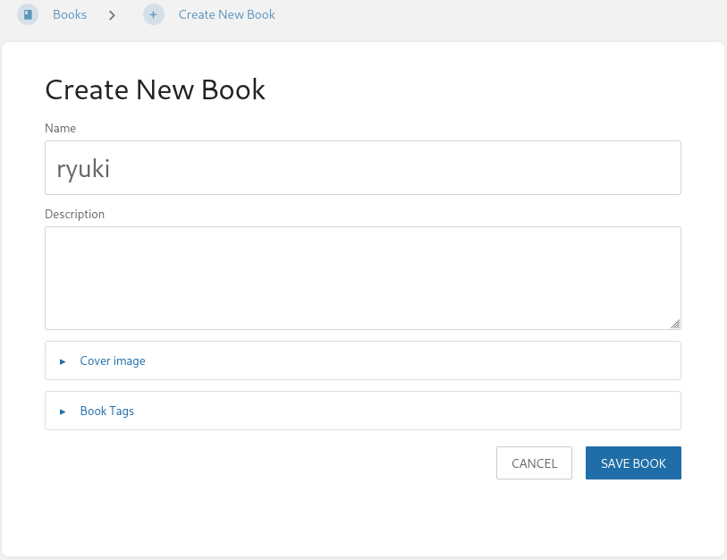 Creating a new book in Bookstack