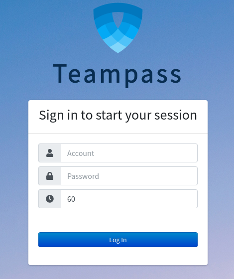 Login prompt for Teampass