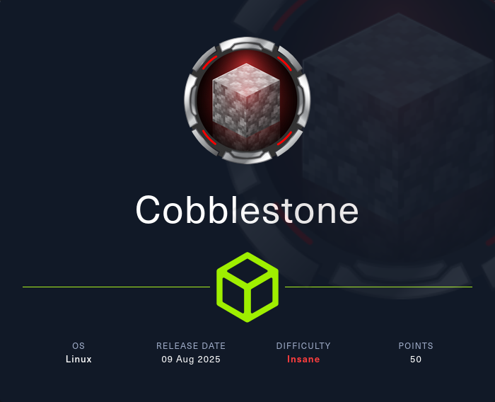 Machine Card showing Cobblestone as an insane Linux machine