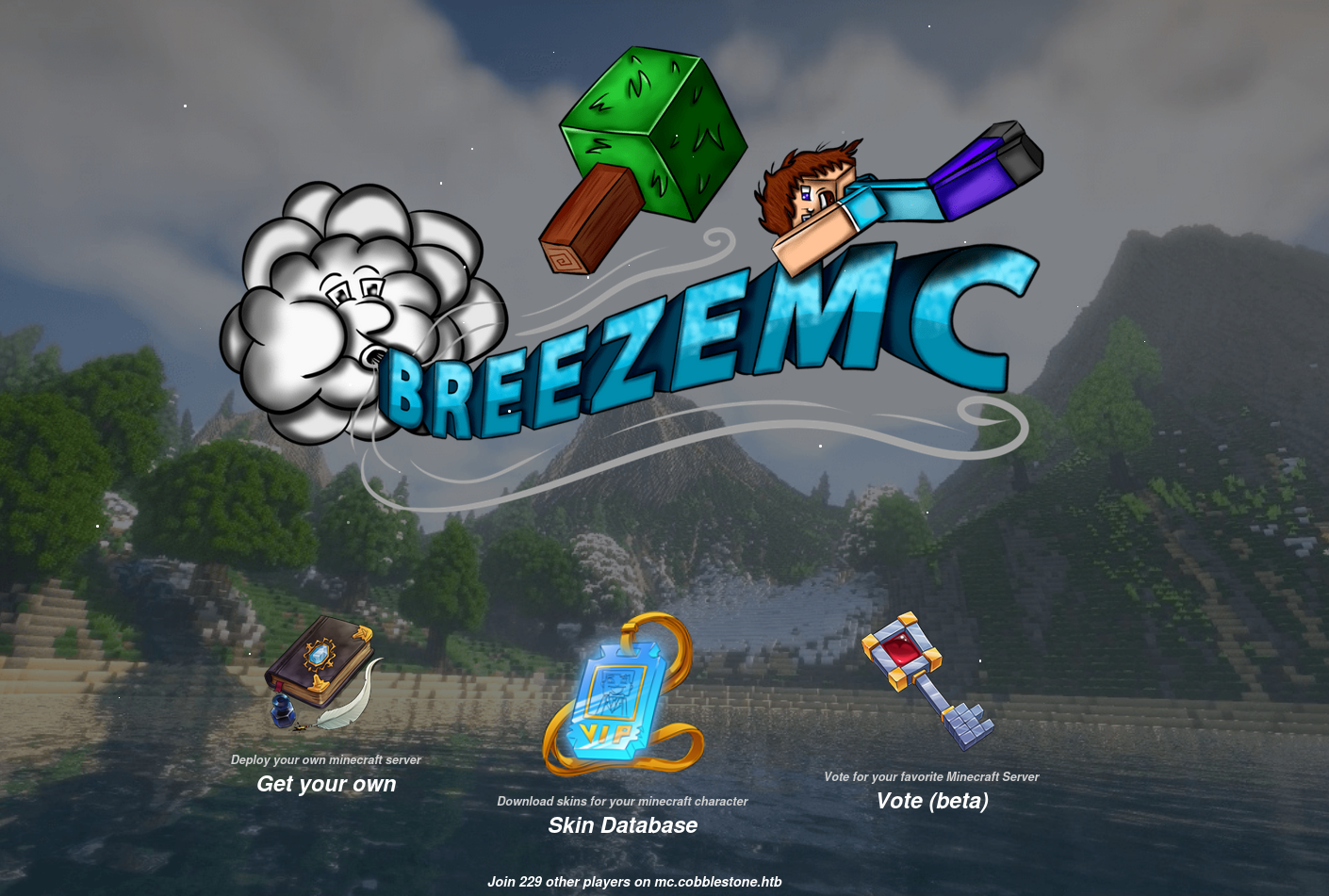 Web page for a Minecraft server called BreezeMC