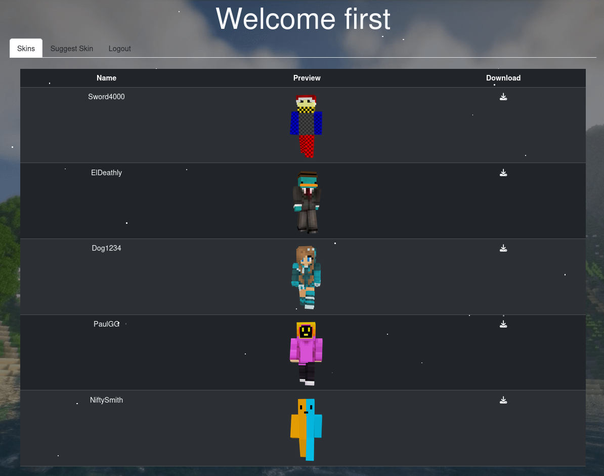 Download and suggest skins in BreezeMC