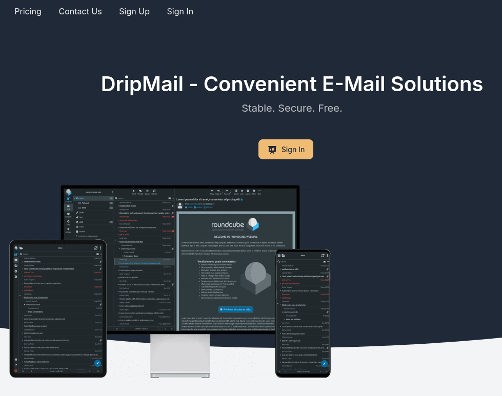 Web page for DripMail