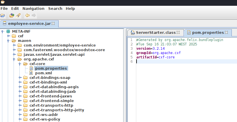 jd-gui showing version 3.2.14 of cxf-core