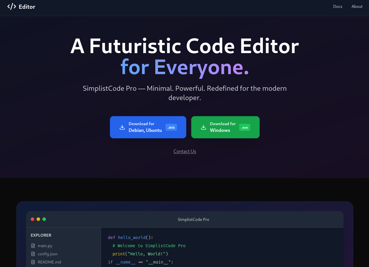 Web page for a futuristic code editor