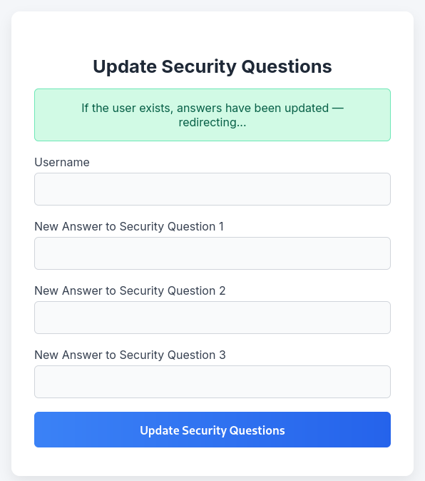 Resetting the answers if the user exists...