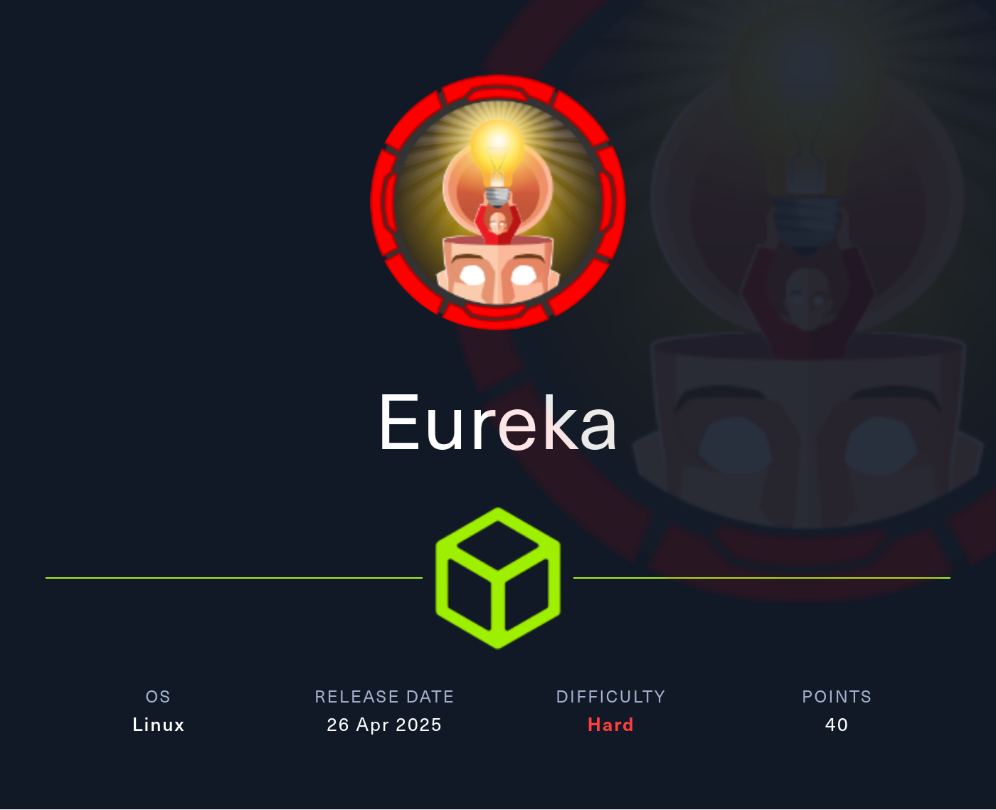 Machine Card showing Eureka as a hard Linux machine
