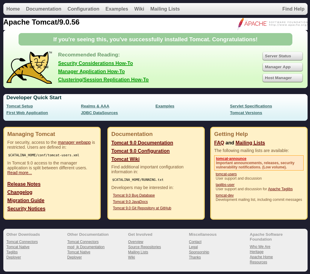 Default Apache Tomcat page