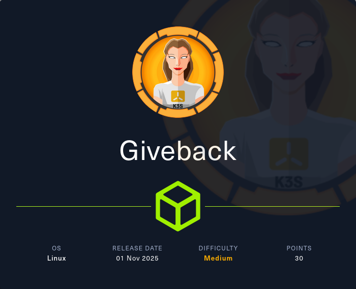 Machine Card showing Giveback as a medium Linux machine