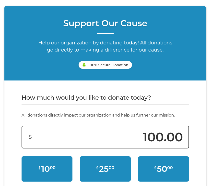 Donation form to support Giveback's case