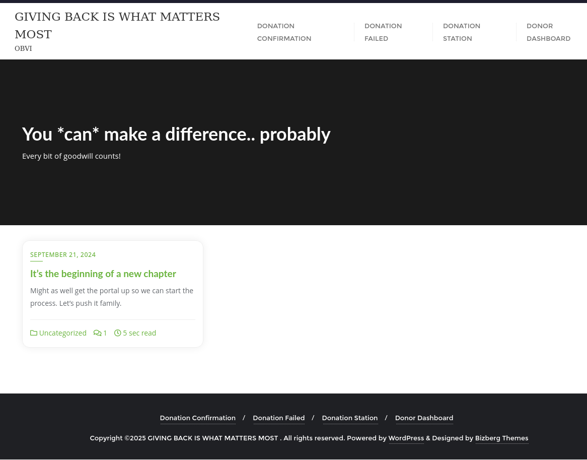 Web page for Giveback