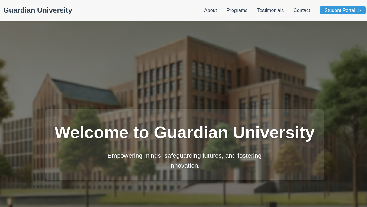 Web page for the Guardian University