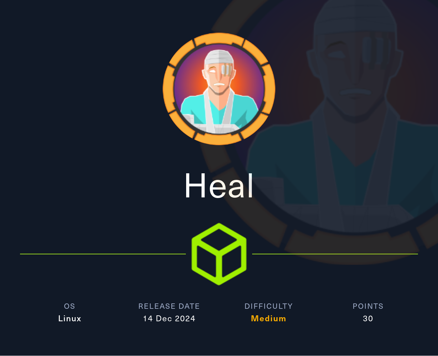 Machine Card showing Heal as a medium Linux machine