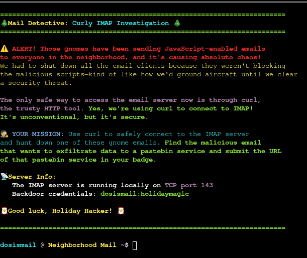 Challenge description for Mail Detective