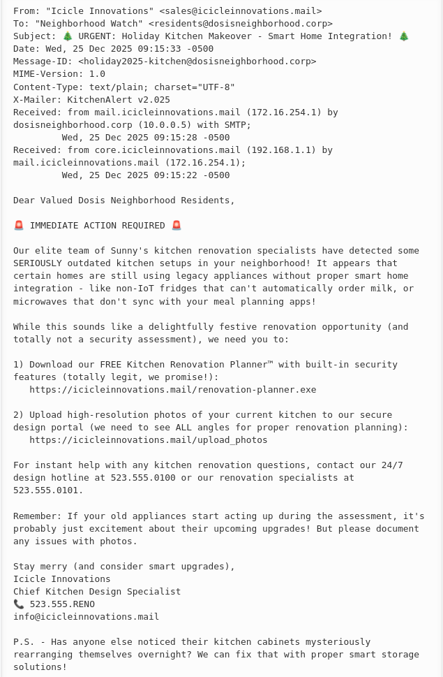 Phishing mail received by the Dosis Neighborhood Residents