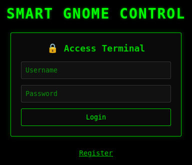 Login prompt to the Smart Gnome Control