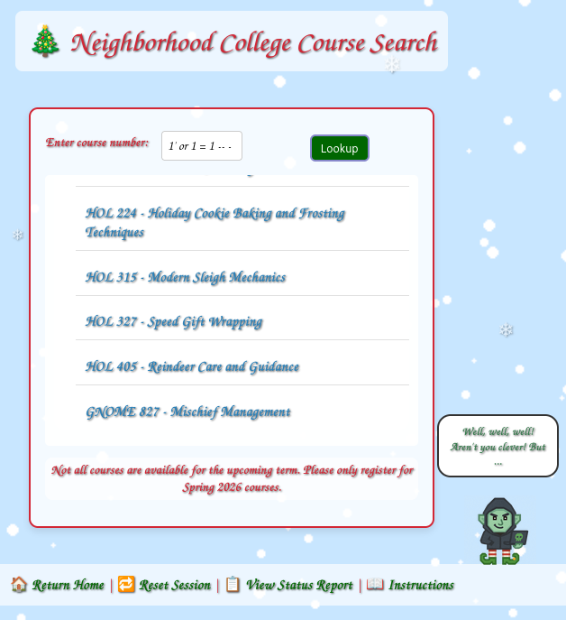 Dumping all courses with SQL injection