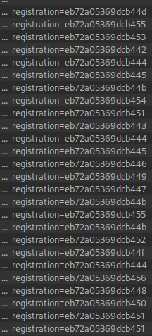 BurpSuite showing the registration cookie value
