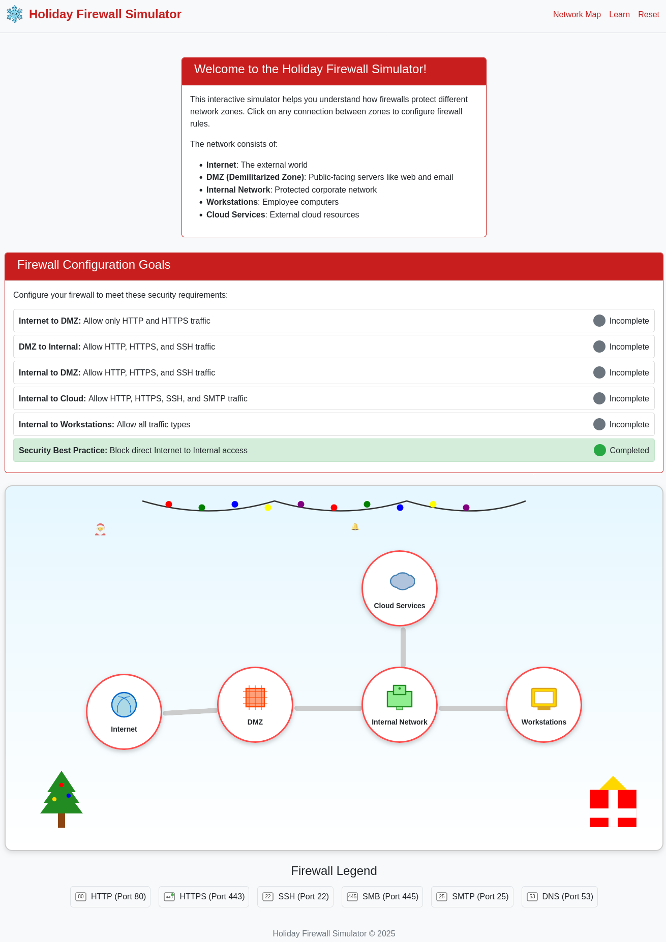 The holiday firewall simulator