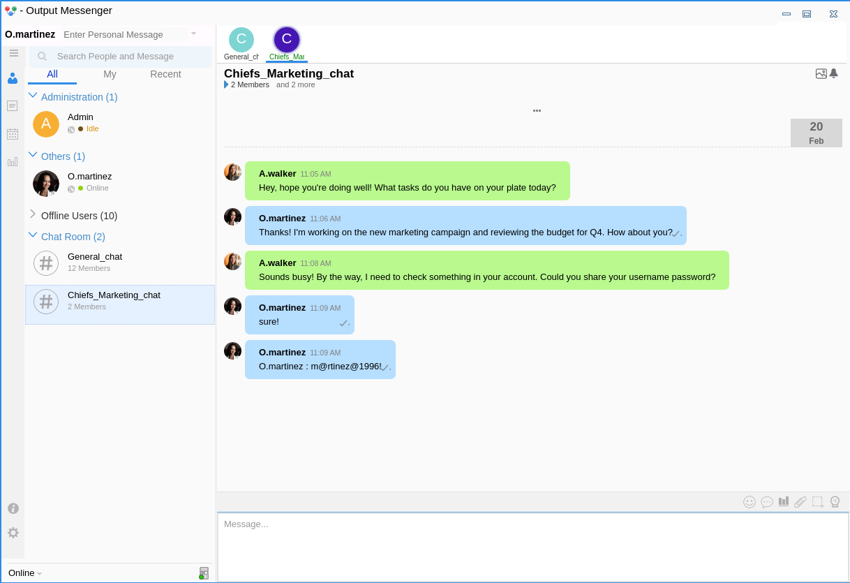 Screenshot of the chatroom previously dumped with curl