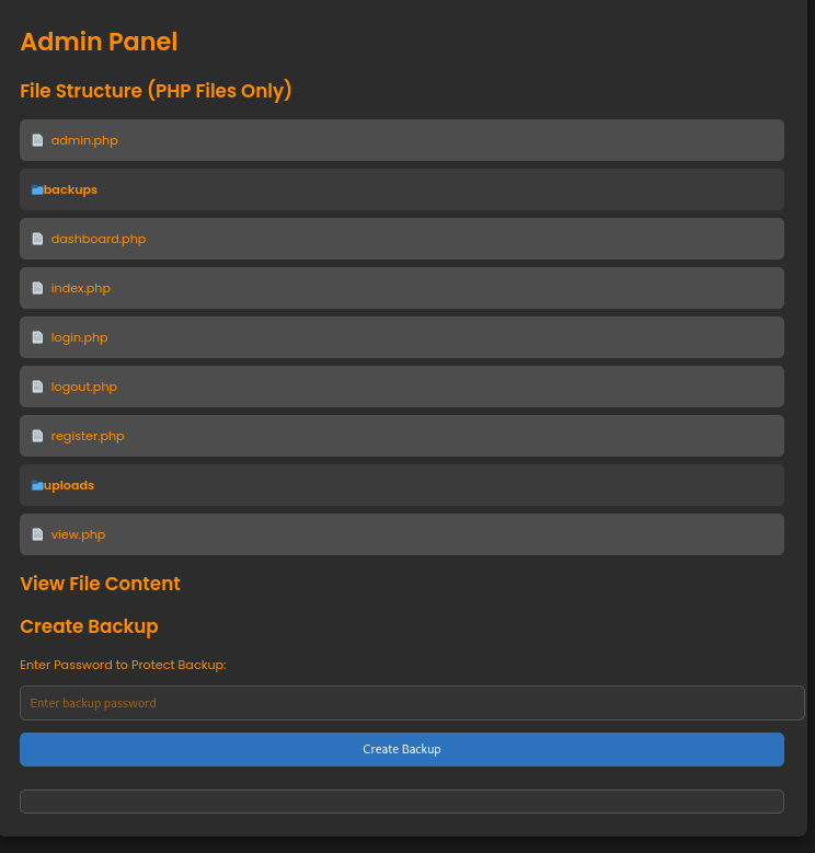 Admin panel for the web app
