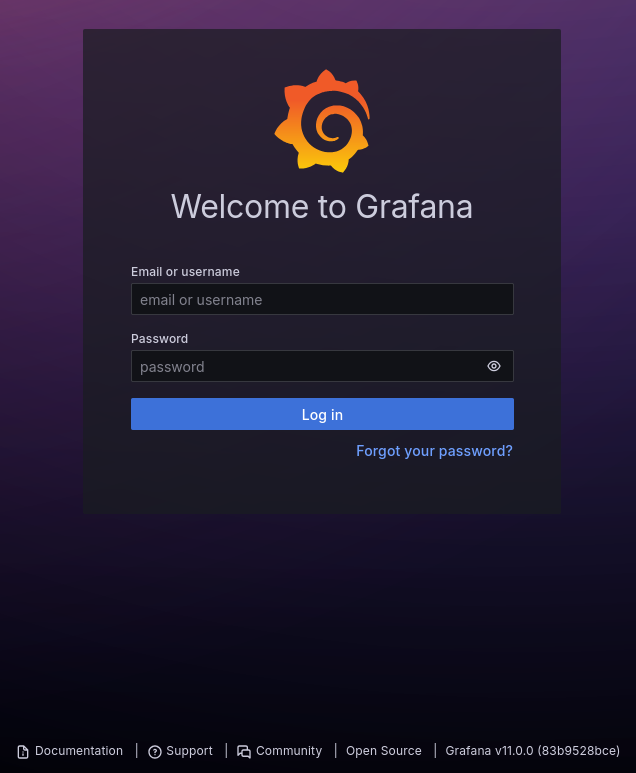 Login prompt to Grafana lists version 11.0.0