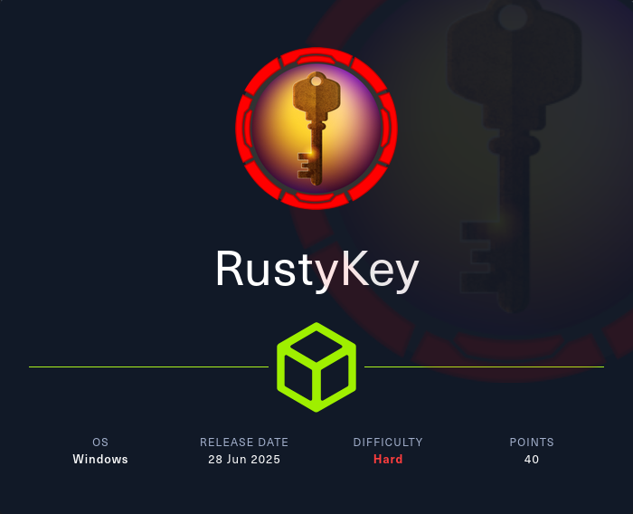 Machine Card showing RustyKey as a hard Windows machine