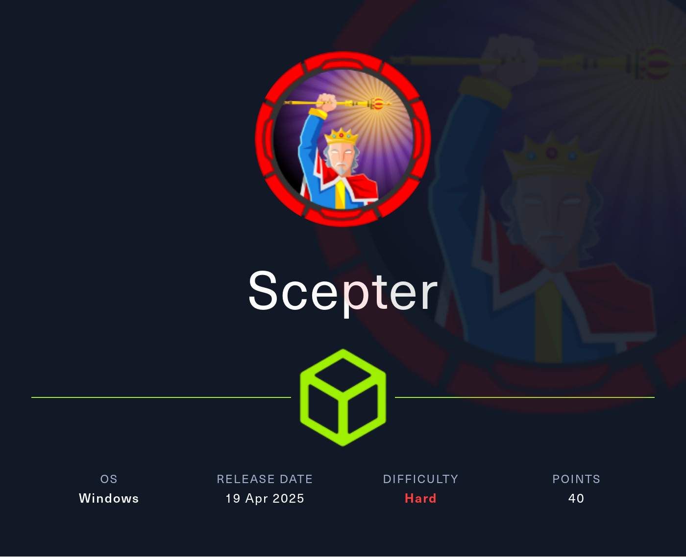 Machine Card showing Scepter as a hard Windows machine