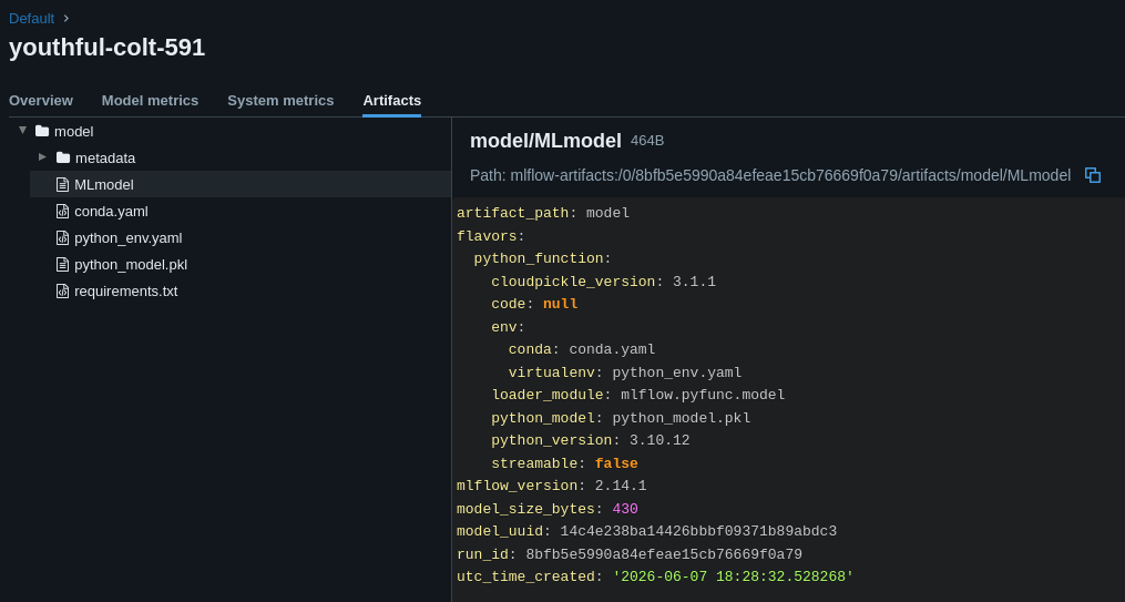 Inspecting the model shows Python version 3.10.12 was used to train it