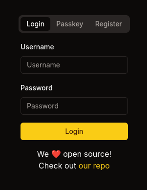 Login prompt to Sorcery with a passkey option