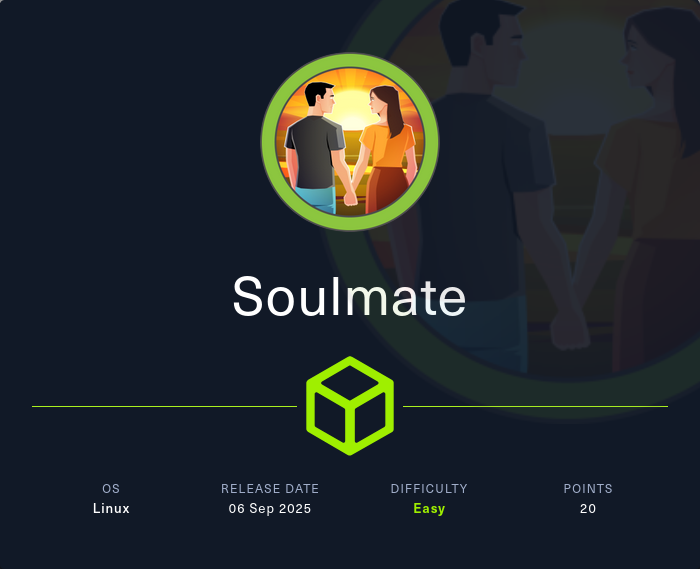 Machine Card showing Soulmate as an easy Linux machine