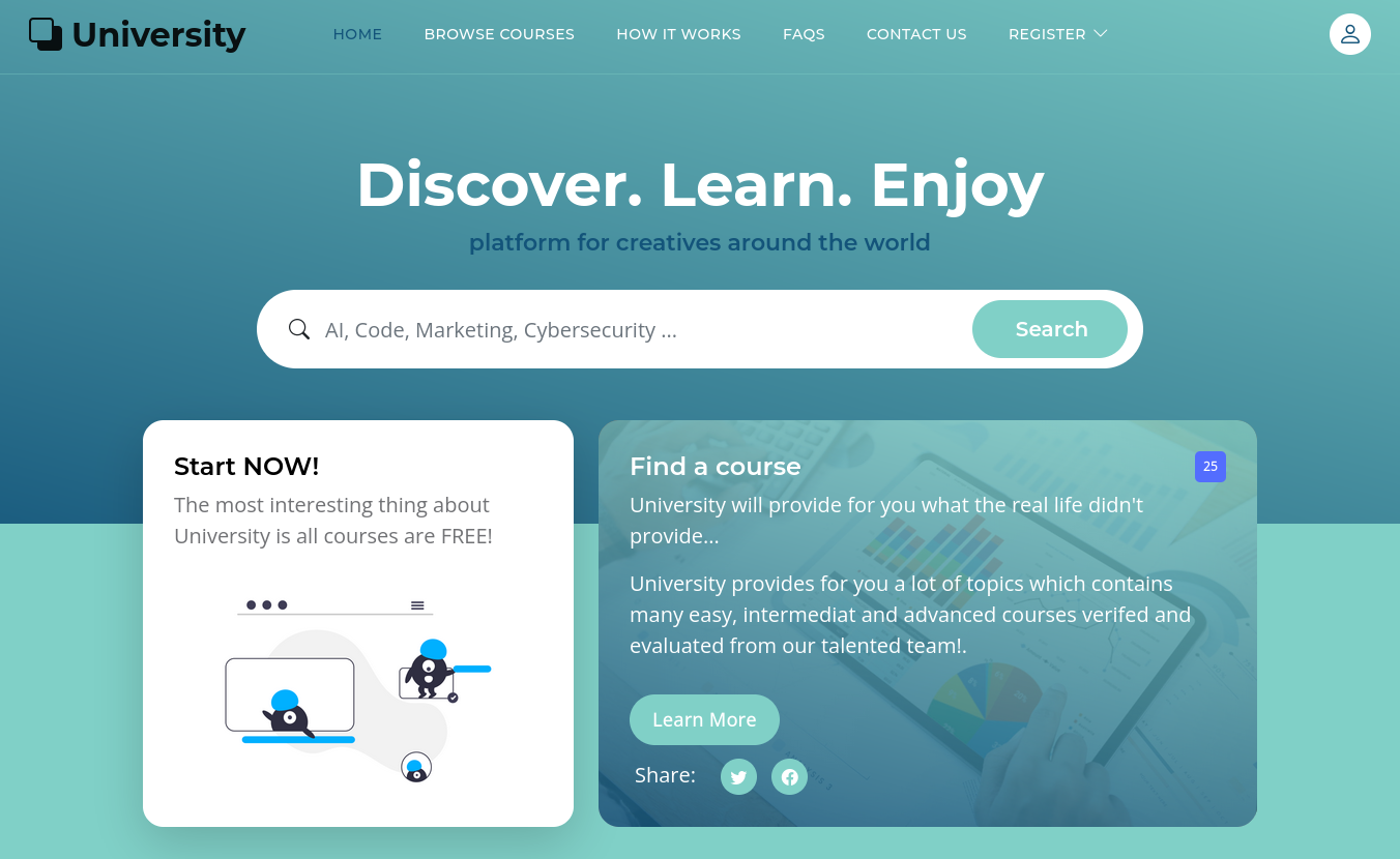 Web page for an university