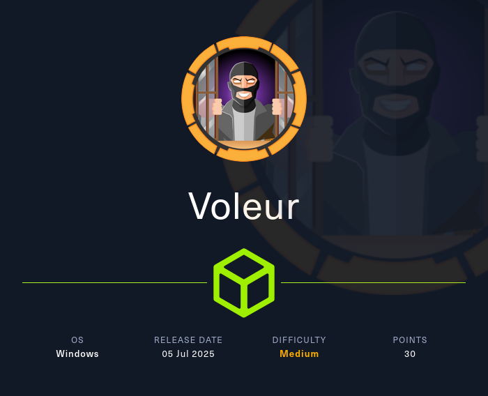 Machine Card showing Voleur as medium Windows machine