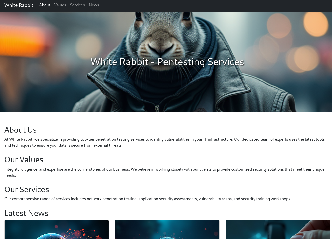 Web page showing Pentesting Services